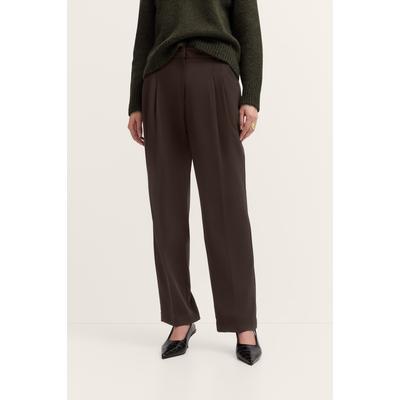 Stoffhose BUGATTI "Stretch-Komfort", Damen, Gr. 40, Normalgrößen, braun (90, braun), 64% Polyester, 34% Viskose, 2% Elasthan, unifarben, normal, Hosen Stoffhose, mit Bundfalte