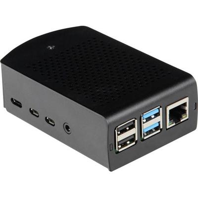 Joy-it rb-alucasep4+06 SBC-Gehäuse Passend für (Entwicklungskits): Raspberry Pi® mit Befestigungslaschen Schwarz
