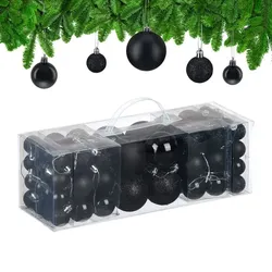 Relaxdays Weihnachtskugeln 76er Set Schwarz,Silber