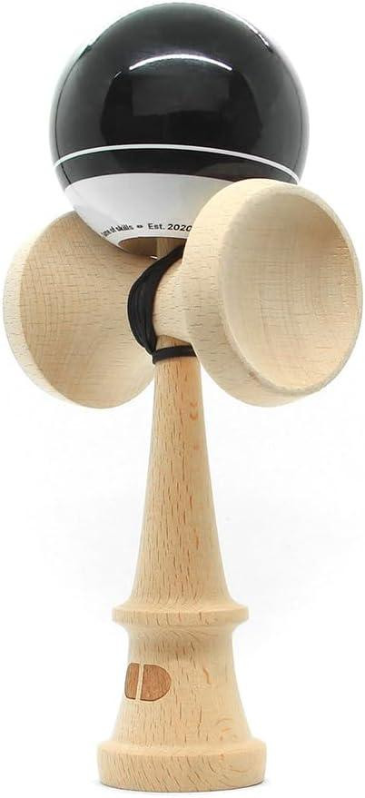 Merkloze Kendama van beukenhout in het zwart voor tricks, inclusief touw