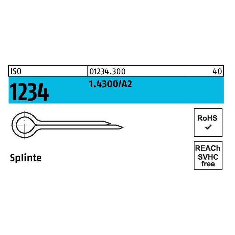 Splinte ISO 1234 1,6 x 25 1.4300/A 2 (012343000016025)