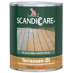 SCANDICCARE Terrassenöl hell 1L – witterungsbeständige Ölbasis-Holzversiegelung schützt vor Rissbildung & Schimmel