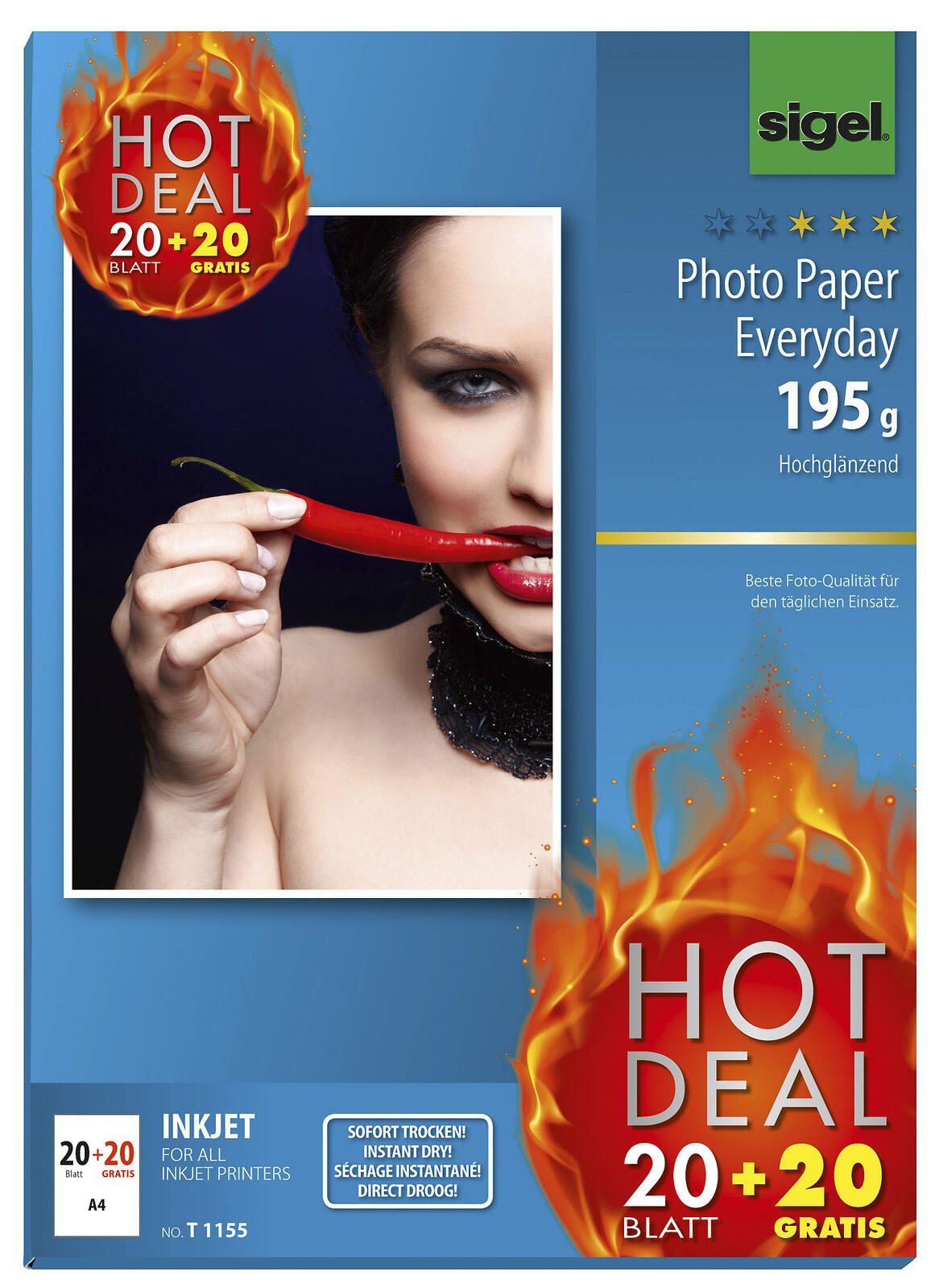 SIGEL Fotopapier Inkjet Everyday DIN A4 hochglänzend 195 g/m² T1155