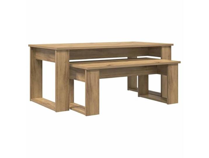 LKJephalotrope Couchtisch 2er Set Artisan-Eiche Holzwerkstoff Zweiteiliges Tischset in eleganter Eichenoptik für Wohnzimmer und Lounge, platzsparend kombinierbar und pflegeleicht.