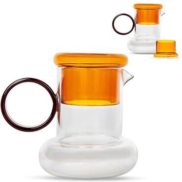 Elle Decor Ring Pitcher Set Carafe and Water Drinking Glass Lid