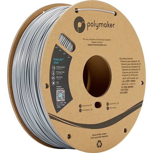 Polymaker PF01003 PolyLite Filament ASA UV-beständig, witterungsbeständig, hitzebeständig 1.75mm 1000g Grau 1St.