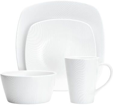Noritake Colorscapes White-on-White Dune 4-Piece Square Place Setting, Service for 1