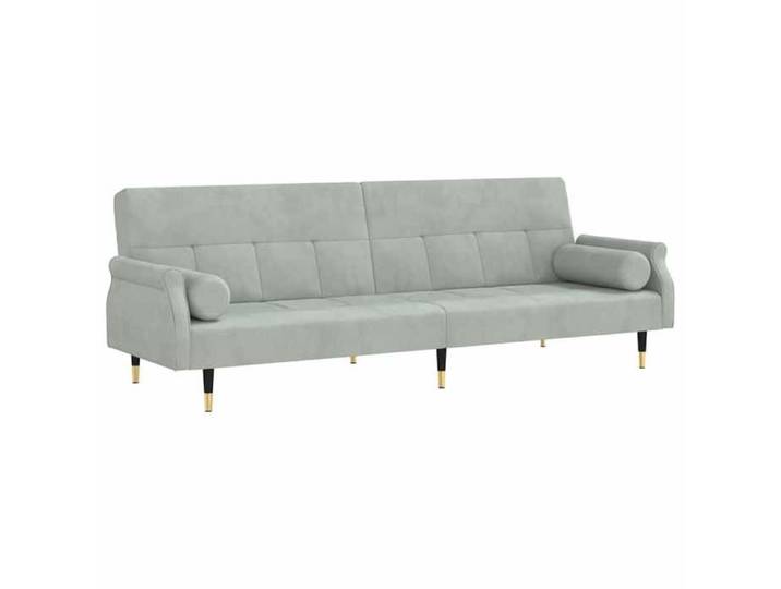 CHIC Canapé-Lit - Lit gigogne Convertible - avec coussins gris clair velours - 216x89x70 cm 956389 S11