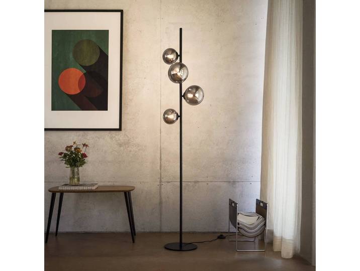 IDEAL LUX Stehlampe Perlage, schwarz, für Wohn- / Esszimmer, Metall