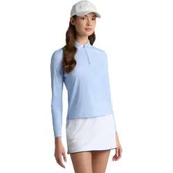 G/FORE Polo Silky Tech, langarm, hellblau/weiss
