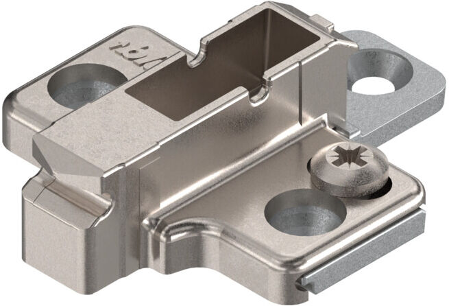 Blum CLIP Plaque de montage croisée, 6 mm, zinc, vis système, HV : 2 pièces, nickelée (04974013)