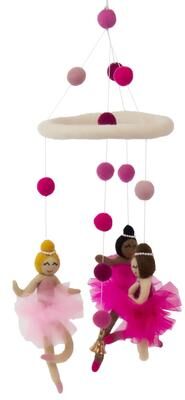 Global Crafts Handmade Pink Ballerina Felt Nursery Mobile