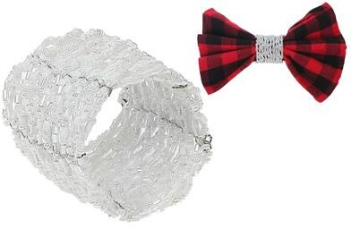 IH Casa Decor Christmas Beaded Napkin Ring White - Set of 8