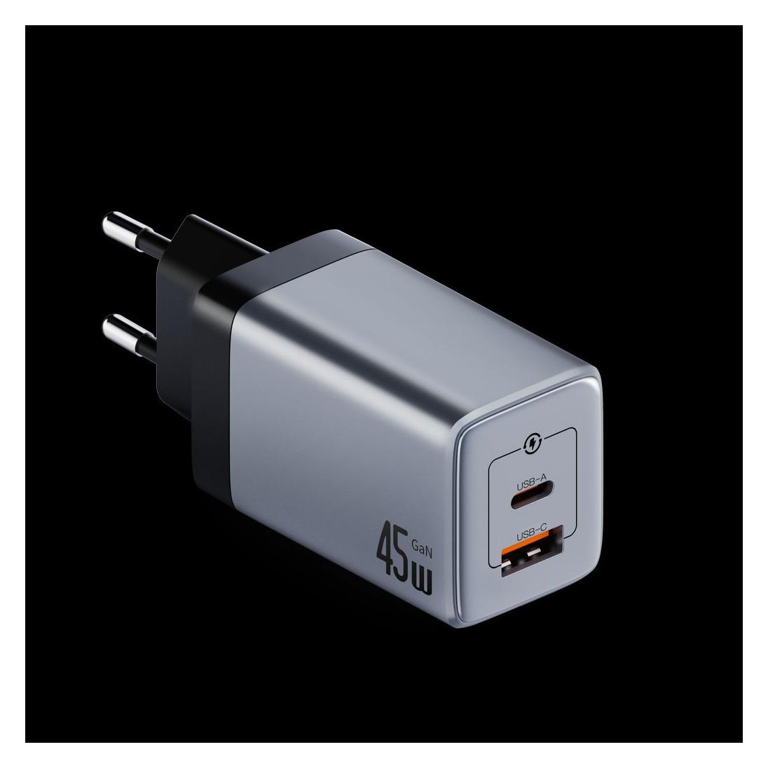 Nextbatt 45W GaN Wandladegerät USB-C/USB-A - Schwarz/Grau (45 W) (NB-090PQ-45W)