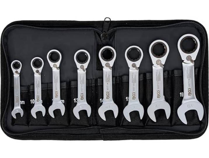 BGS 30720 Ratelring-steeksleutelset omschakelbaar 8 - 19 mm 8-dlg
