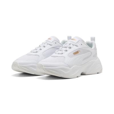 Sneaker PUMA "CASSIA 20", Damen, Gr. 37, Textil, weiß (puma weiß, puma gold, puma weiß), Schuhe Sneaker, für sportliche und lässige Looks, angenehmes Tragegefühl