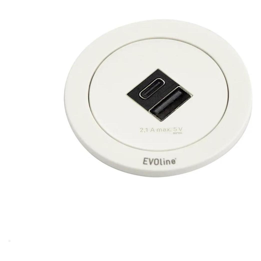Evoline One Einbausteckdose mit USB-Charger A/C, weiss (159280016900)