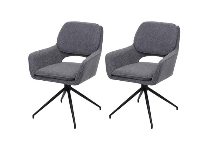 Mendler 2er-Set Esszimmerstuhl HWC-N74 Stoff Bouclé - grau