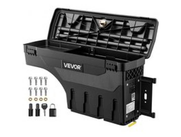 VEVOR Pickup Werkzeugbox 25 L Dodge Ram 1500 2500 3500 (Baujahre 2002–2018) für Beifahrerseite Rechts (Bohren Erforderlich), um 180° Ausschwenkbar, Wasserdicht, Sicherungsschloss, ABS-Werkzeugkasten