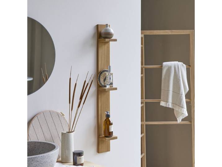 Vertikales Badregal aus massivem Teak - Natur - Teak