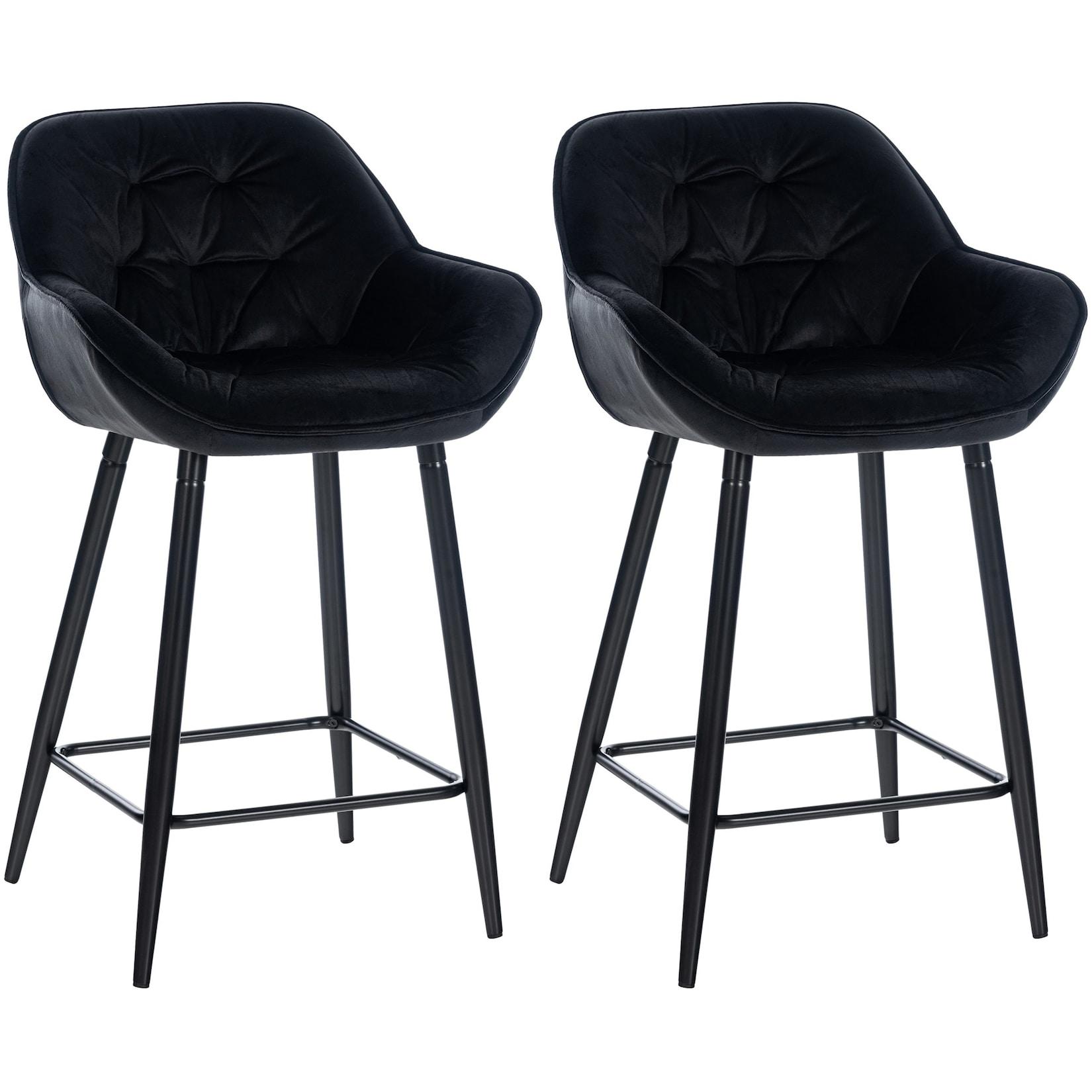 CLP 2er Set Barhocker Gibson 76 Samt - Farbe: schwarz