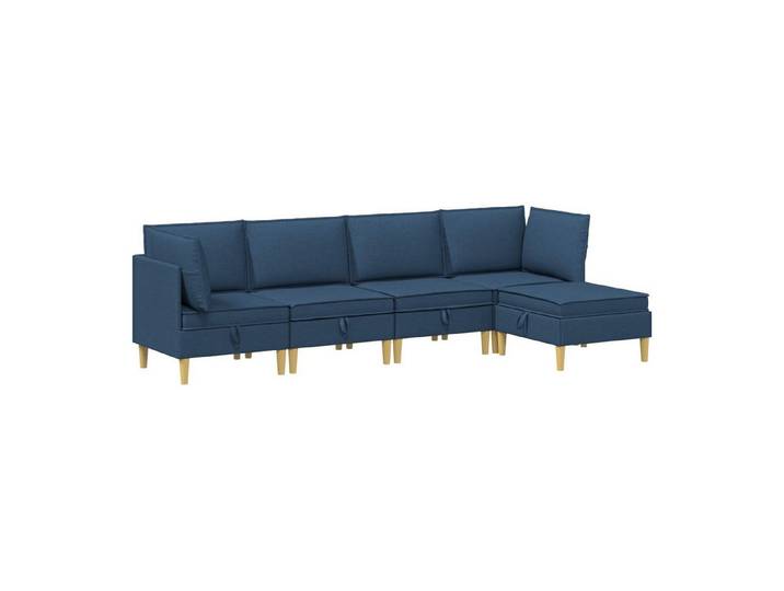 vidaXL Sitzgruppe Modular Sofa Set mit Stauraum 5 stk. Blau Stoff, (5-tlg)