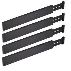 Relaxdays 4er Set Schubladentrenner in Schwarz Schwarz