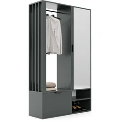 GARDEROBENSCHRANK mit Spiegel-mit Ablagen und Kleiderstange