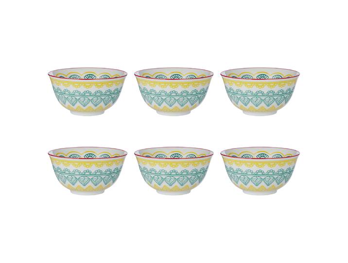 Bol - lot de 6 Ø 14cm Vert/Jaune/Vert/Jaune