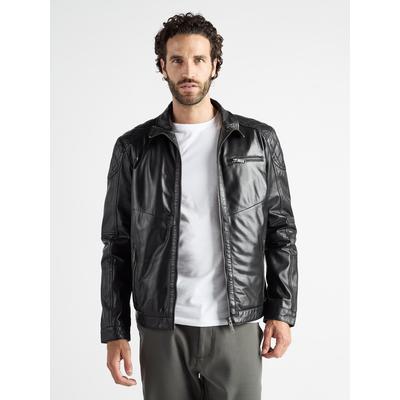 Lederjacke JCC "3102232", Herren, Gr. 50, schwarz, Obermaterial: 100% Lammleder. Innenfutter Oben: 100% Polyester. Innenfutter Unten: 100% Baumwolle. Ärmelfutter: 100% Polyester, Jacken
