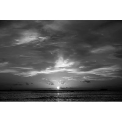 Fototapete PAPERMOON "Sonnenuntergang Schwarz & Weiß", schwarz (schwarz, weiß), B:4m L:2,6m, Vlies, Tapeten