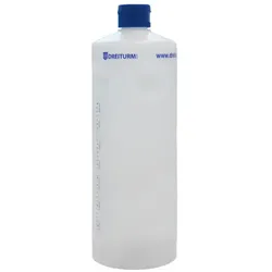 Dreiturm Griffmuldenflasche Leerflasche 1 L Dosierflasche leere 1 L Dosierflasche bzw. Rundflasche mit blauer Kappe
