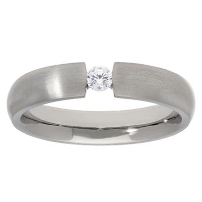 Fingerring TITANIA "Titanring" Gr. 53, silber (titanfarben), Fingerringe, Damen, 53 (16.9), Titan, Fingerring, mit Zirkonia