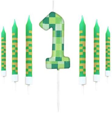 Uplifted Goods Pixelated Gamer Theme Birthday Candle Set 1