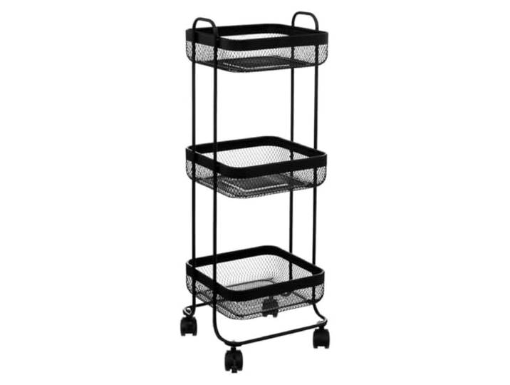 Five - Rolwagen voor badkamer, 3 niveaus, metaal, zwart, H 76 cm