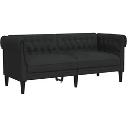 vidaXL Chesterfield-Sofa 2-Sitzer Schwarz Stoff