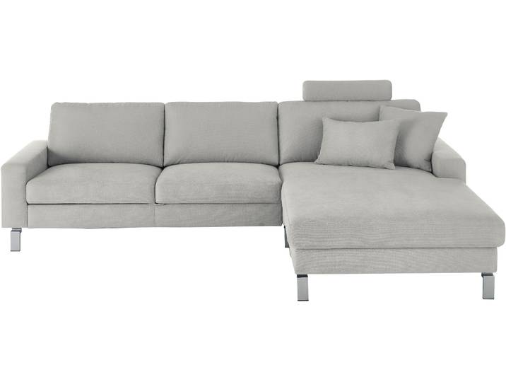 Ecksofa, Velours, Silber 281×194 cm, Tonnentaschenfederkern, Schlaffunktion, Modern, Candy-Polstermöbel