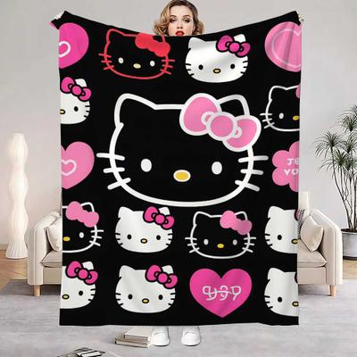 Shop Station Hello Kitty Blanket Soft Fleece Flannel Throw Blanket For Bed, Sofa & Cozy Home Comfort black 39.37 49.21 In