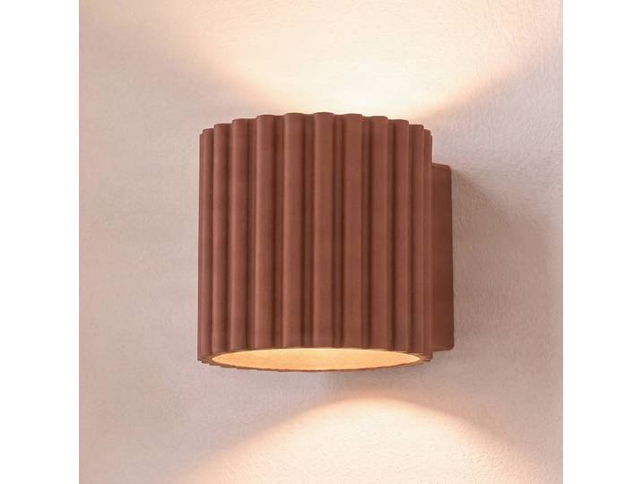 Wandleuchte Aura SOLLUX LIGHTING, dimmbar, terracotta, für Flurbereich, Aluminium, Modern