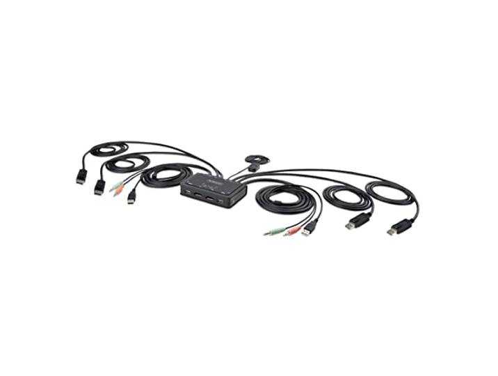 StarTech 2-Port Dual-Monitor DP KVM, 4K 60Hz, USB-voeding, 1,5m Kabels