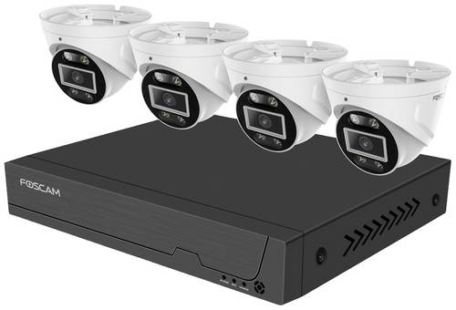 Foscam FNA108E-T4-2T FNA108E-T4-2T LAN IP-Überwachungskamera-Set 8-Kanal mit 4 Kameras 3840 x 2160 Pixel