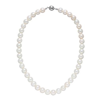 Kette ohne Anhänger JOBO "Perlenkette", weiß, Halsketten, Damen, Messing, L: 45, weiß 10 mm 45 cm