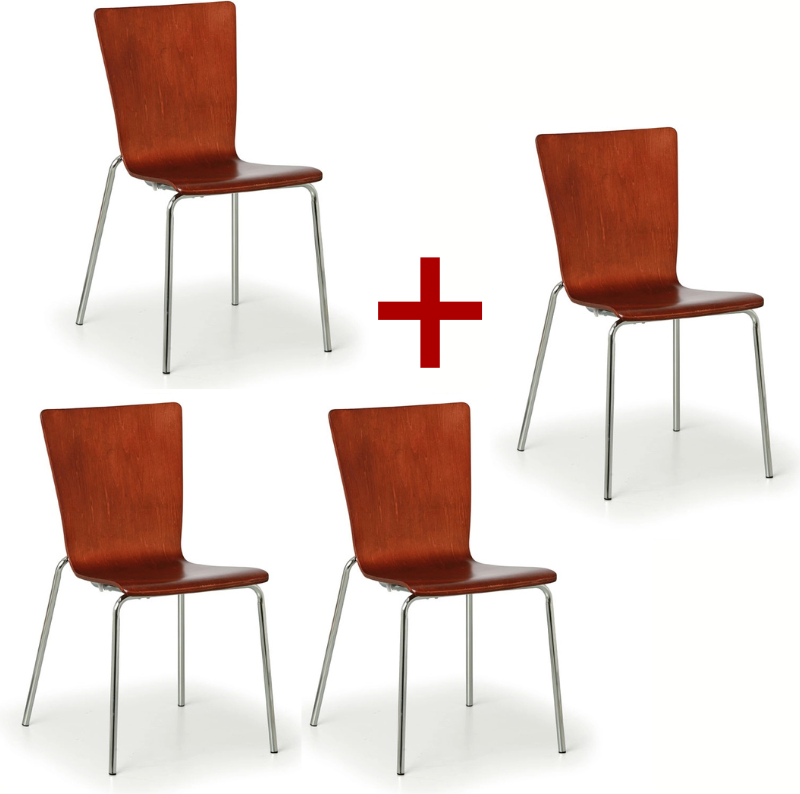 B2B Partner Holzstuhl CALGARY 3+1 GRATIS, Nussbaum