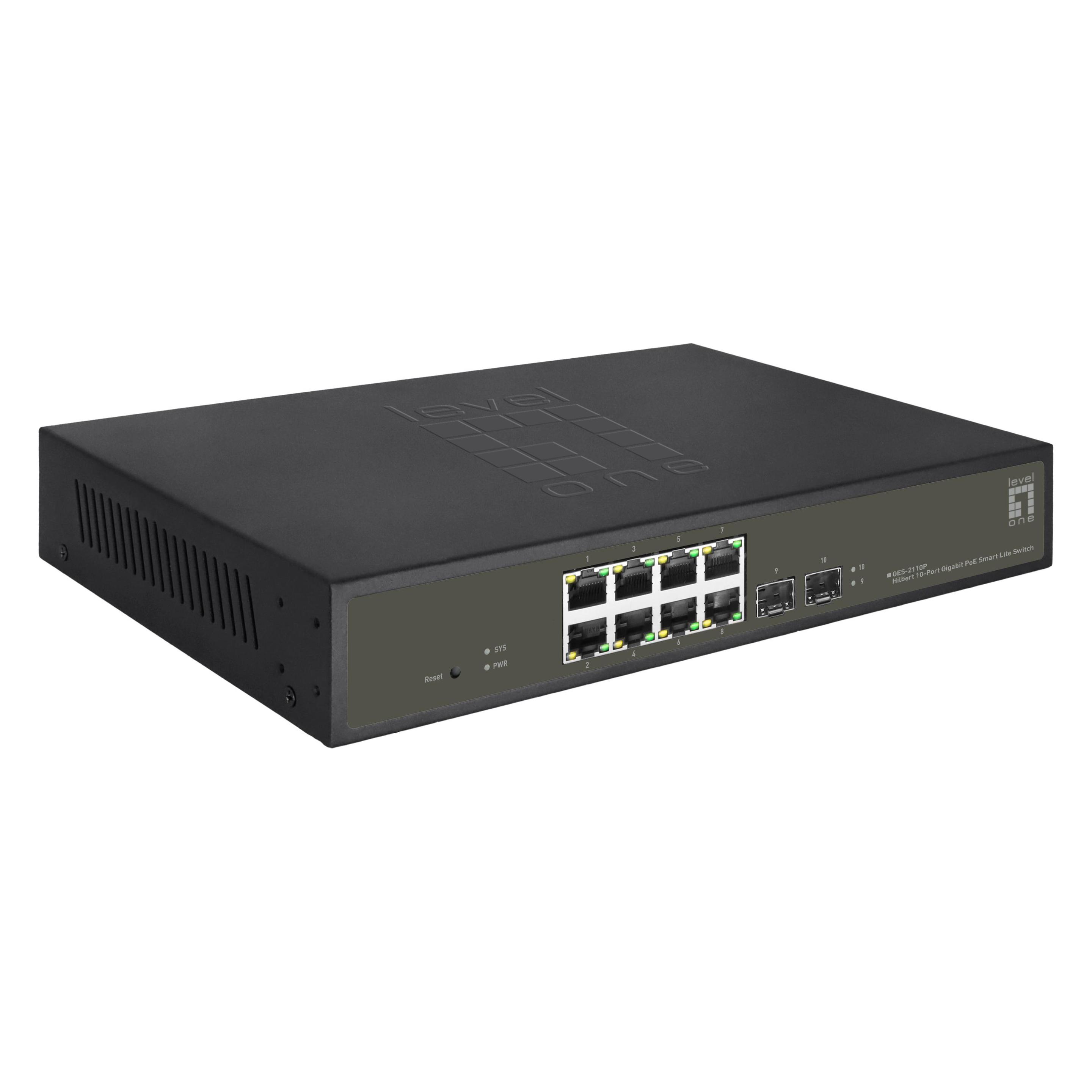 LevelOne Switch 8x GE GES-2110P 2xGSFP 8xPoE+ (10 Ports) (GES-2110P)