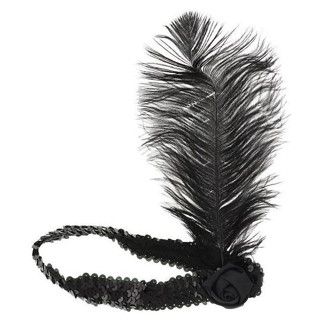 GoDan Schwarzes Retro-Stirnband mit Feder (53105183)