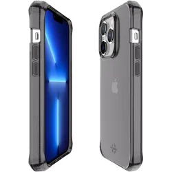 Itskins Drop-Protection Cover SPECTRUM CLEAR black (Apple iPhone 14 Pro), Smartphone Hülle, Schwarz, Transparent, Grau