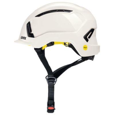 Kopfschutz Uvex pronamic alpine Mips®, EN 397 und EN 12492, Mips® Gehirnschutzsystem, größenverstellbar, Euroslot-Aufnahmen und Halteklammern, weiß
