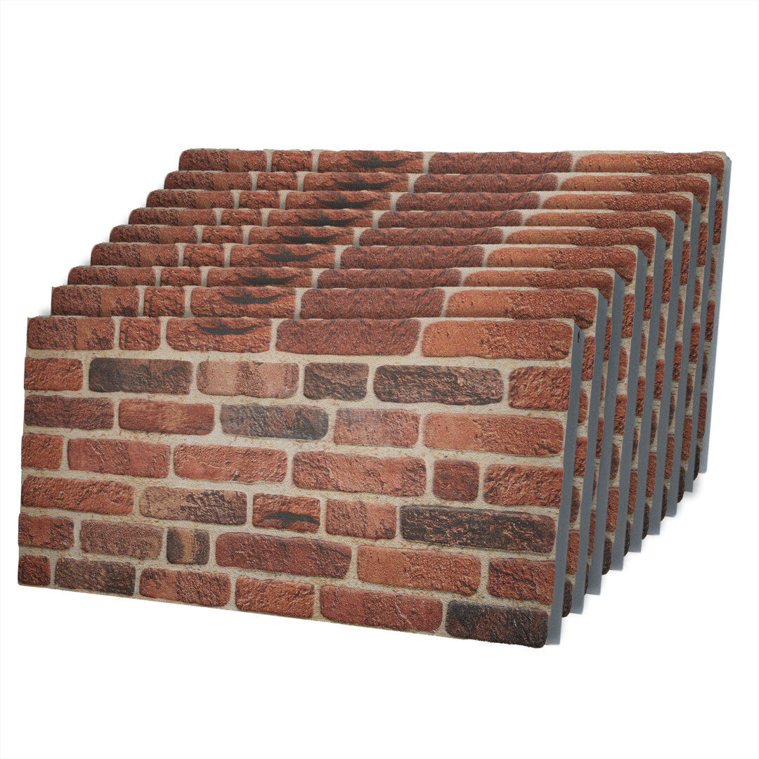 Borough Wharf Ahaana 3D Faux Brick Wall Panels – 9-Pack Lightweight Styrofoam Tiles, 100x50cm, Tool-Free DIY Installation for Indoor & Outdoor Feature Walls Babylon 50cm H