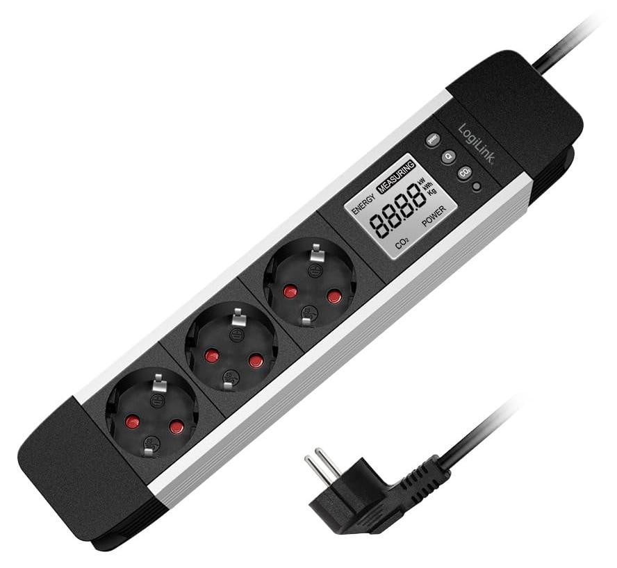 LogiLink LPS285 stekkerdoos met LCD-display, 3-voudig