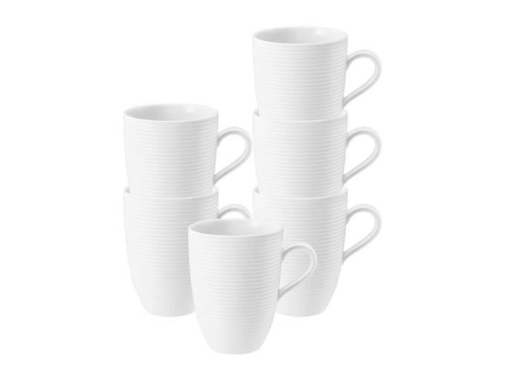 Seltmann Weiden Kaffeebecher Beat Color Glaze Weiß 350 ml 6er Set, Keramik, Rund, Geschirr, Tassen, Kaffeebecher
